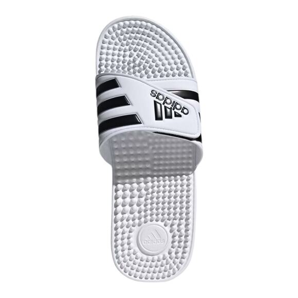 Adidas NIB Adissage Massage Post Workout Rejuvenation Slides White Black Size 17 - Picture 15 of 16